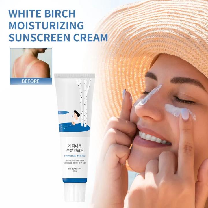 ROUND LAB Birch Juice Moisturizing Sun Cream 50ml SPF50+ Block Lotion Skin Spf Sunscreen Facial