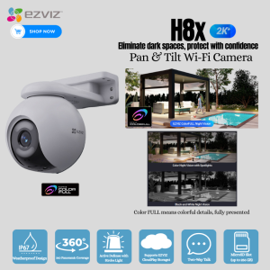EZVIZ H8x 2K+ Pan & Tilt Wi-Fi Security Camera with Color Full Pan & Tilt IP67 Waterproof 360° View Two-Way Talk High Resolution Surveillance System