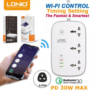 LDNIO Smart Wifi Plug Socket 10A Power Switch Remote Control support Alexa Speaker Google Home Assistant Voice Control UK Plug Univeral extension power Socket with USB Power Strip Fast Charger PD 30W & QC3.0