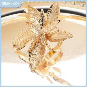 【SHANGZE4】 Cổ Điển Lớn Hoa Nhẫn Cho Phụ Nữ Không Thường Xuyên Kim Loại Punk Ngón Tay Vòng Đảng Đồ Trang Sức Quà Tặng