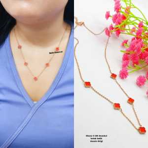 Kalung titanium bunga Grigi bolak balik anti luntur dan anti karat (COD)