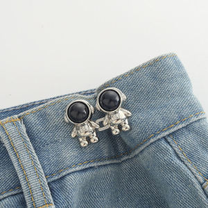 Pant Waist Tightener Adjustable Jean Buttons Pins Detachable Jean Buttons for Loose Jeans No Sewing Required Astronauts Instant Jean Button
