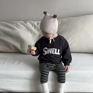 Baby Outing Clothes Infant Spring Clothing Childrens Spring Outfits Korean Style Kids Wear Baby Letter Print Sweatshirt and Leggings Set