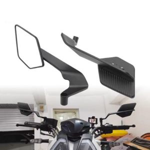 SONHO Adjustable Motorcycle Rear View Mirror Aluminum Alloy Reversible Stealth Winglets Mirror Universal Large Field of View Rearview Mirror For Electric Vehicle