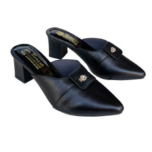 Giày sục nữ cao Gót 5cm Mũi Nhọn da bò Trường Hải S5F