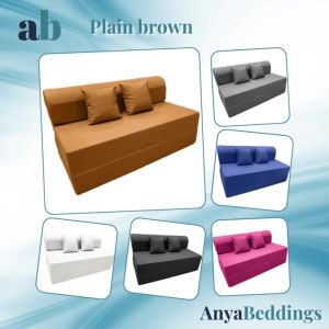3 Folds Sofabed Foam Cover Curved Head Family/Queen Long Zipper - Plain Color