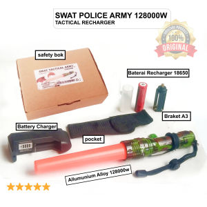 Senter SWAT ARMY  senter Parkir Tongkat Parkir / Senter Lalu lintas / Tactical LED Recharger 128.000W terang DIISKON!