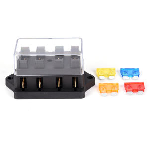 Christmas gift 【AYLMER】 Car 4 Way Circuit Standard ATO Blade Fuse Box Block Holder 12V 24V+4 Way Fuse