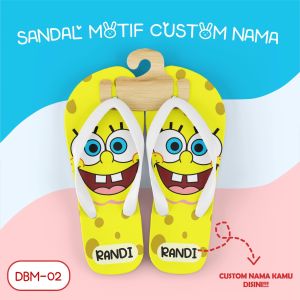 [SANDAL JEPIT v2] Spongebob Custom Nama (DBM-02) JEPITNATION Sendal Jepit Cowo Pria Wanita Perempuan Dewasa Anak Balita Sandal Santai Sendal Spons Bukan Karet flip flop Antislip dijamin v2