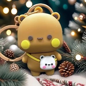 BESTITIT Panda Bubu and Yier Doll  Keychain Cartoon PVC Key Chain High Quality Bear Anime Backpack Charm