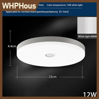 WHPHous 9 12 15 24W LED Đèn Trần Cơ Thể Con Người Cảm Biến Chuyển Động Thông Minh Đèn Ban Đêm Không Thấm Nước Chiếu Sáng Nhà Cho Lối Vào Ban Công Hành Lang