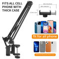 Overhead Phone Stand Articulating Arm Table Stand Mount Flexible 360° Rotation Cell Phone Clip Holder for All Smart Phone Microphone. 