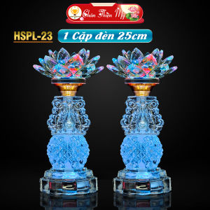 Đèn Hoa Sen Pha Lê Cao Cấp Có Led Nhiều Màu CHÂN THIỆN MỸ Đèn Để Bàn Thờ Phật Gia Tiên HSPL-23