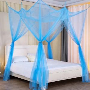 4 Corner Post Mosquito Net Canopy Hanging Bed Curtains Drape Netting for Full/Queen/King Indoor Outdoor Elegant Mosquito Netting