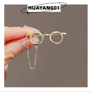 HUAYANG01 [HOT FASHION] Creative Glasses Frame Metal Brooches Sunglasses Tassel Chain Lapel Pin Cartoon Backpack Clothes Badges Corsage Fashion Jewelry Gift