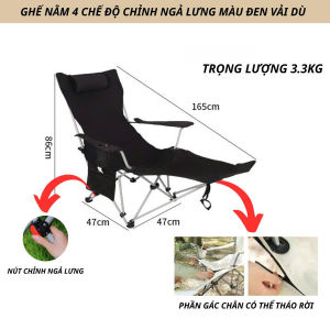 Ghế camping ngồi4 mức ngả lưng nằm thư giãn gấp gọn nằm bệnh viện ngủ trưa văn phòng du lịch