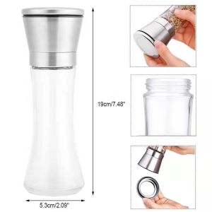Glass Grinding Bottle 304 Stainless Steel Manual Salt Pepper Shaker Mill Grinder Muller Spice Sauce Grinder High Quality Kitchen Tools