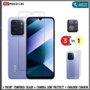 Paket 3 in1 Tempered Glass Poco C85 4G M6 4G C75 NFC F6 5G M6 Pro 4G X5 PRO 5G F5 F4 5G F4 GT 5G Anti Gores Kaca Free Camera Dan Garskin