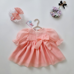 TT9 Váy đầm công chúa hồng RIOKIDS cho bé gái sơ sinh đi chơi tiệc thôi nôi đầy tháng