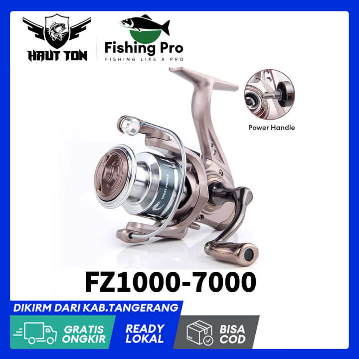 HAUTTON FZ Spinning Fishing Reel, POWER Screw-in HANDLE 5.2:1Gear Ratio,  15KG Drag System, 3+1 BB Ball Bearing, Reinforced Nylon Body+CNC Metal  Handle&Metal Cup, For Freshwater & Saltwater Fishing Reels Wheel #HAUT TON