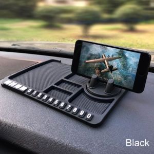 Mat Anti Slip Dashboard Mobil Multi Fungsi With Phone Holder Stand Mounting Hp Handphone Alas Tatakan Mobil Multifungsi Dudukan Ponsel Tempat Koin Kartu Card Coin Kacamata Glasses etoll emoney kartu tol