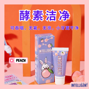 【 INTELLIGENT 因特力净 】KIDS Natural Saliva-Enzymes Toothpaste JUICE PEACH 水蜜桃 40g 酵素兒童牙膏【量販組】可吞嚥 除牙垢 防蛀牙 寶寶牙膏 嬰兒 幼兒 小朋友 去除牙
