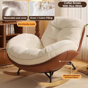 SAINTVILLA Modern cushioned rocking chair with plush seats and metal legs