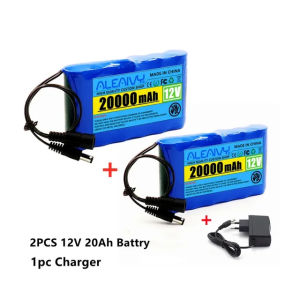 Aleaivy 12V 20000mah portable super rechargeable lithium-ion battery pack DC 12.6V 20Ah camera speaker battery 2A charger