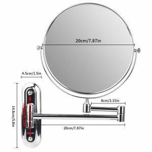 WISFOR Extendable Wall-Mounted Makeup Mirror 5X/10X Magnifier Double-Sided Bathroom Mirror for Vanity Shaving Makeup