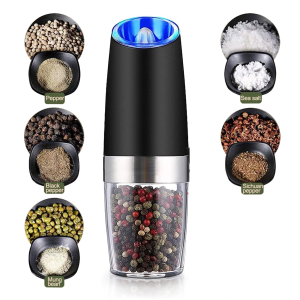 Electric Salt And Pepper Grinder Set Battery Powered LED Light Pepper Grinder One Hand Automatic Operation