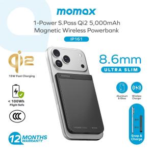[CCC Certified] Momax 161 Qi2 Q.Mag X 5000mAh 15W Magnetic Wireless Powerbank | Ultra Slim | Fast Charging