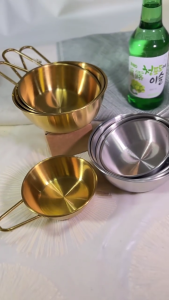 Bát cơm tròn thực tế với xử lý bát inox với xử lý thích hợp cho văn phòng nhà cửa và ngoài trời ăn uống