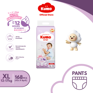 KUMO Smile Pants Baby Diapers Jumbo Pack M58 / L48 / XL42 / XXL36 (4 Packs)