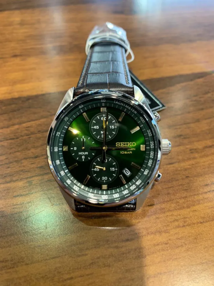 Seiko SSB385P1 Quartz Chronograph Green Dial Hardlex Crystal Glass