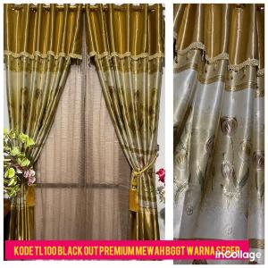 Gorden pintu/ Gorden jendela bahan Blackout Premium Bunga Tulip