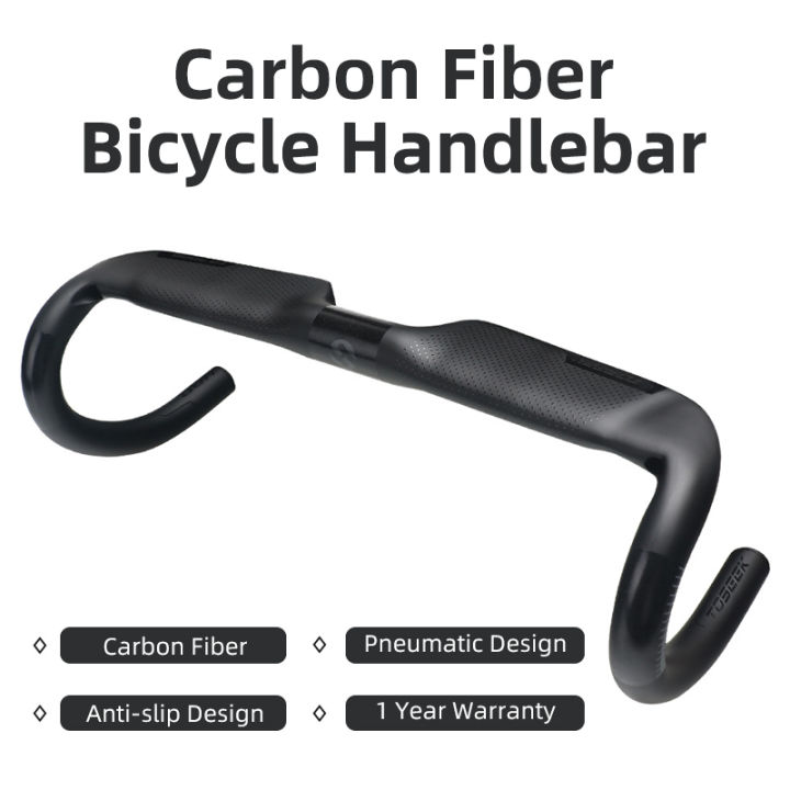 TOSEEK Carbon Fiber Bicycle Handlebars Anti-slip Design Road Bike ...