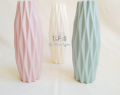 Vas Plastik Motif Texture Unik Lucu Wood Rhombus Diamond Wave Ceramics Vas Bunga Aesthetic Cocok Untuk Pajangan. 