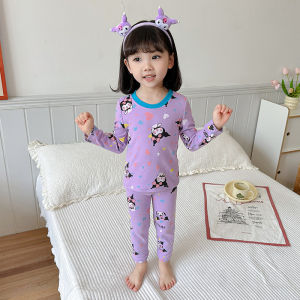 Kids Cotton Terno Sleepwear Long Sleeves Pure Cotton Cute Kuromi Cartoon Pattern Pajamas for Girls 2-10 Years Old