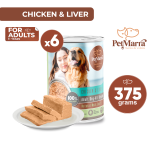 PetMarra Natural Meat Loaf Adult Dog Wet Food Can Chicken and Liver Flavor 375g BUNDLE OF 6 dogs meatloaf pet foods