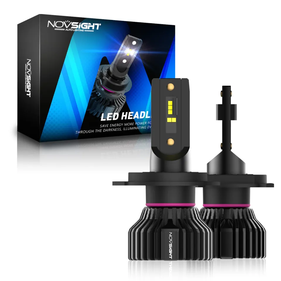NOVSIGHT H4 9003 HB2 LED Headlight Bulbs, 10000 Lumens 60W 6500K Bright White High Low Beam LED Headlight Conversion Kit, 300％ Brightness Plug and Play Halogen Replacement, Pack of 2