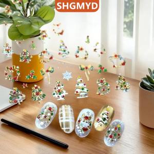 [COD] SHGMYD SPORTS ไฟสีสันสดใสสไตล์น่ารักสำหรับเทศกาลคริสต์มาสสติกเกอร์ติดเล็บลายจุดสำหรับตกแต่งเล็บรูปโบว์ตกแต่งเล็บ