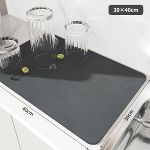Fypo tấm úp bát đĩa siêu thấm máy pha cà phê Thảm Diatomite thảm bếp để làm khô các món ăn tấm đệm ly dao kéo khô mat