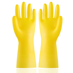 Thicken Multipurpose Duty Reusable Latex Yellow Rubber Gloves Kitchen Dish Washing Bathroom Cleaning