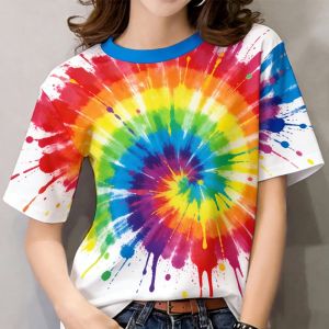 2026 T Shirts For Womens Zumba T-Shirt Tie Dye Shirt Casual Oversized Short Sleeve Top