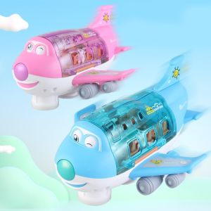 R1A9M Electric Toy LED Lights Music Airplane Toys Plastic Blue/Pink Aircraft Toy Assembled Plane Model LED Lights LED Plane Model Birthday Gift