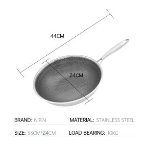 LILIER 304Stainless Steel Honeycomb Frying Pan NonStick Pan Steak Cooking Home & Restaurent Cookware Shall