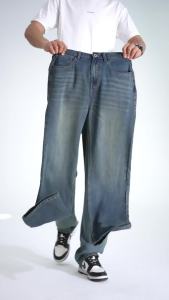Lyocell Spring Summer New Straight Jeans Men Fashion Vintage Y2k Pants Streetwear Loose Casual Mens Wide Denim Pants