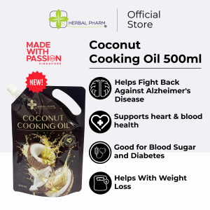 Herbal Pharm Premium Coconut Cooking Oil 500ml – Healthy Cooking Oil Pure Coconut Oil Rich in MCTs