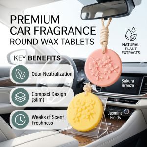 Car Round Aromatherapy Wax Tablet Car Fragrance Scent Tablet Long Lasting Air Freshener for Vehicles