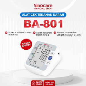 Sinocare Alat Cek Tekanan Darah BA-801 Tensi Otomatis Digital Audio Indonesia User 2 Memori 90